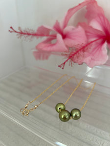 Triple Luxe Pistachio Tahitian Pearl Necklace