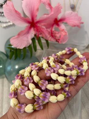 Crown Flower and Pikake Stretchy Bracelet