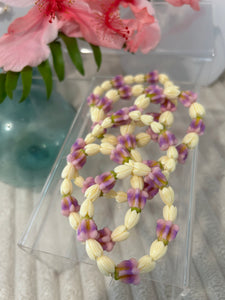 Crown Flower and Pikake Stretchy Bracelet
