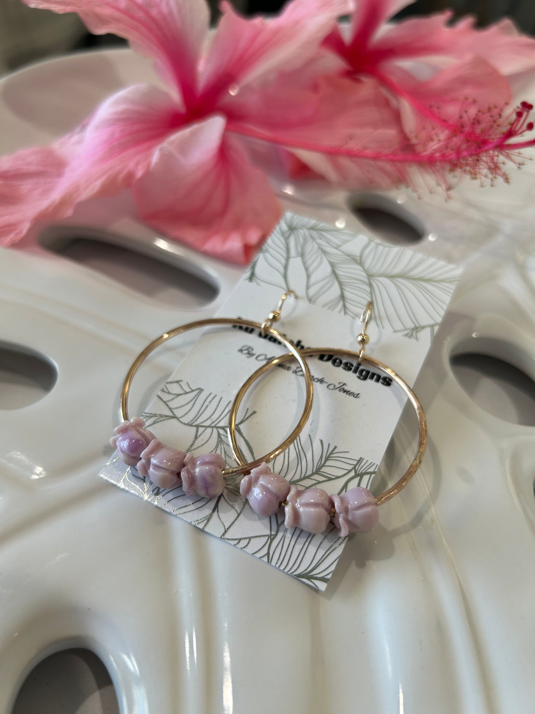 Crown Flower Hoop Earrings