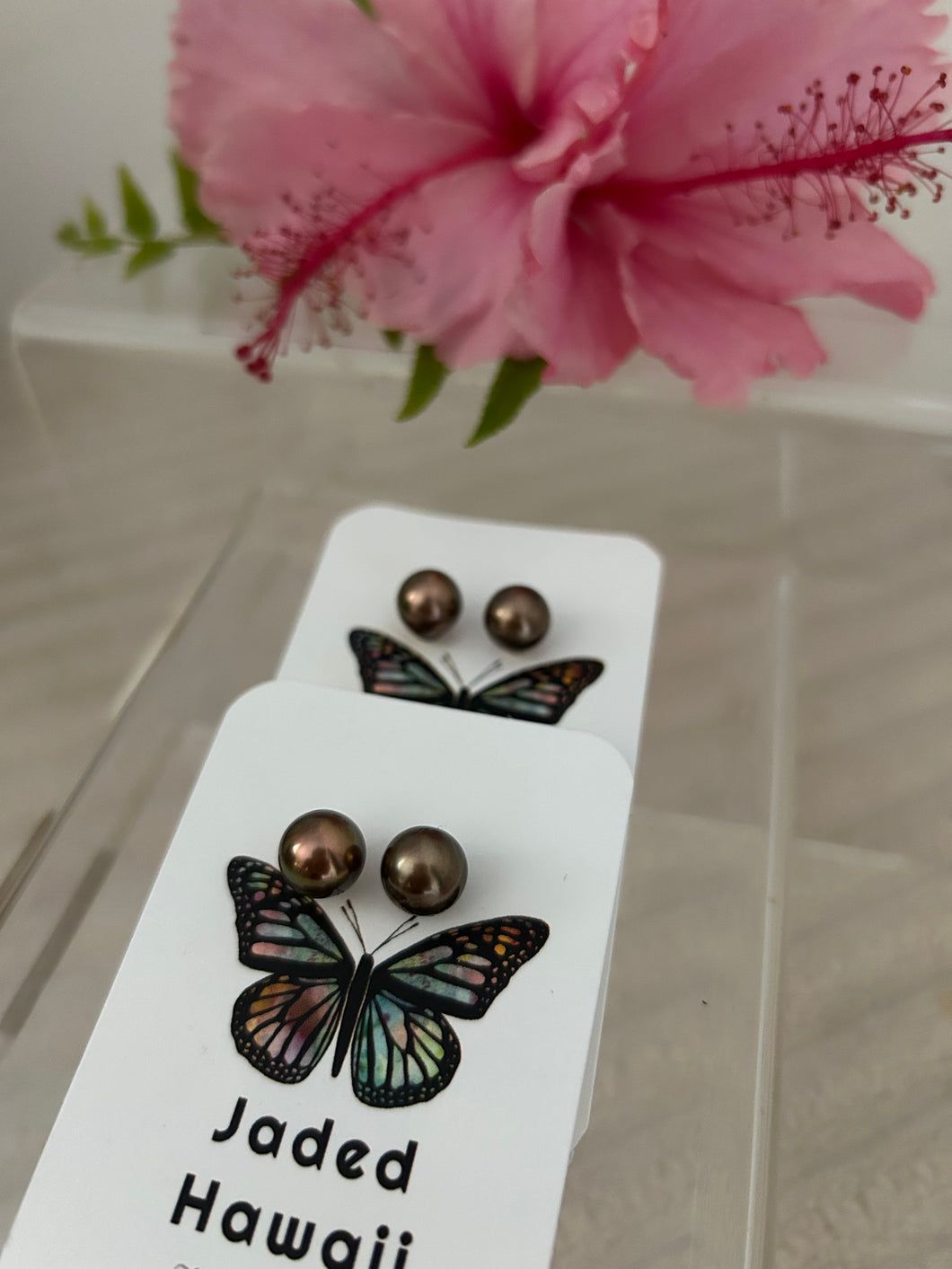 Chocolate Tahitian Pearl Stud Earrings