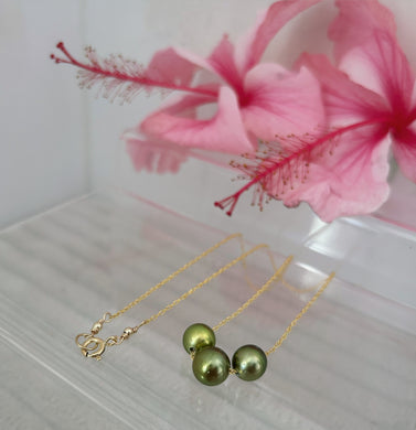 Triple Luxe Pistachio Tahitian Pearl Necklace