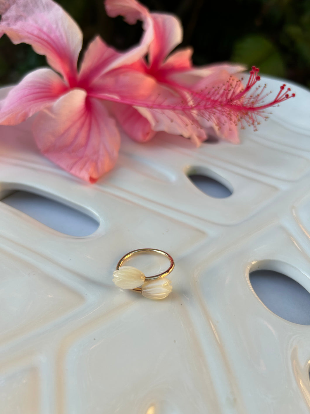 Mother of Pearl Pikake Bypass Ring