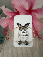 Load image into Gallery viewer, Tahitian Pearl Hoop Earrings