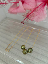 Load image into Gallery viewer, Triple Luxe Pistachio Tahitian Pearl Necklace