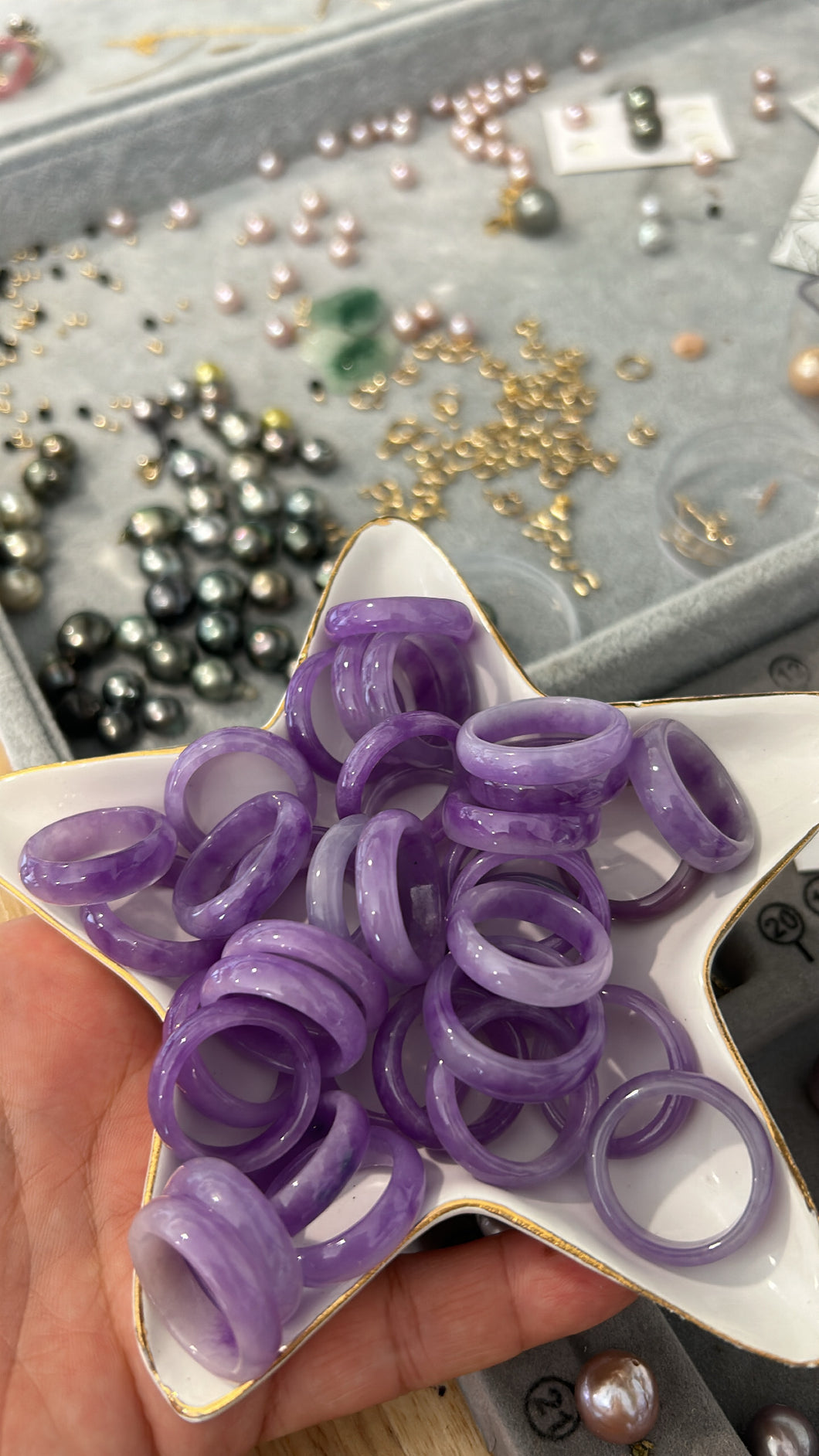 Lavender Jade Rings