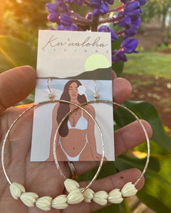 Large Pikake hoop earrings