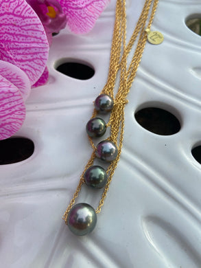 Tahitian pearl necklaces on double rope chain