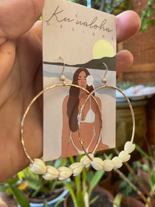 Large Pikake hoop earrings