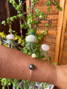 Tahitian Pearl with Pikake Cuff Bracelet