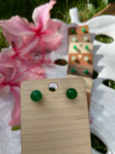 Load image into Gallery viewer, Green Jade Stud Earrings
