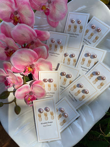 Pink Edison pearl stud earrings
