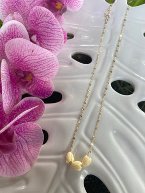 Three hand carved Ivory Pikake necklace