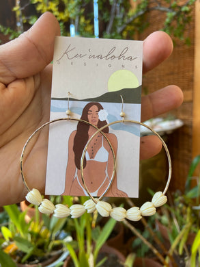 Large Pikake hoop earrings
