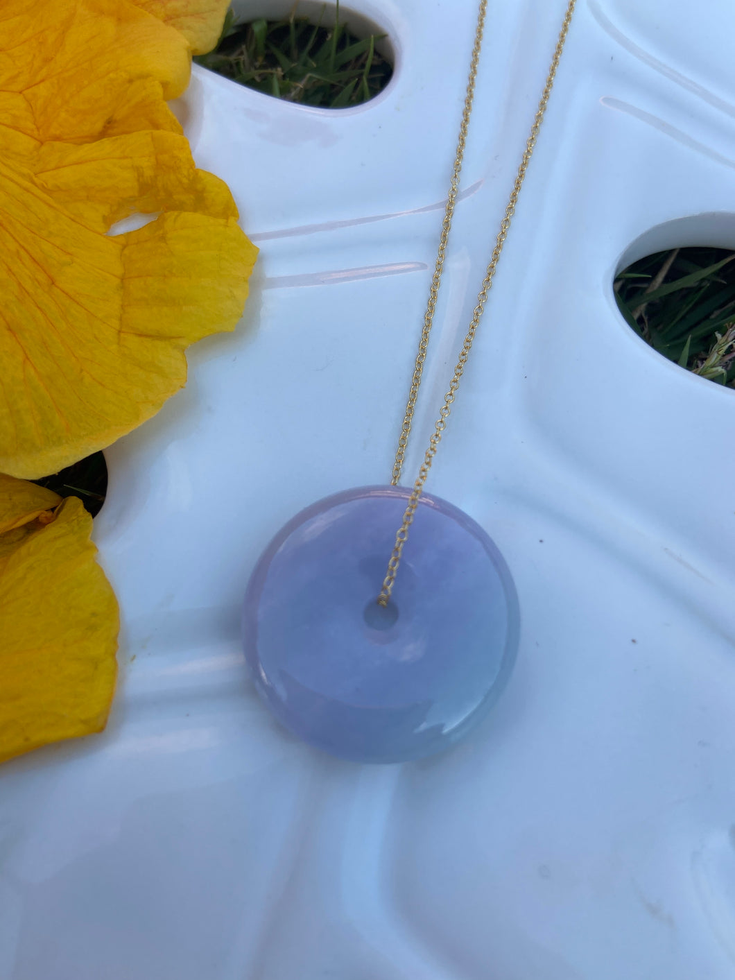 Lavender green Torus Jade Necklace