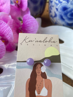 10mm Lavender Jade stud earrings