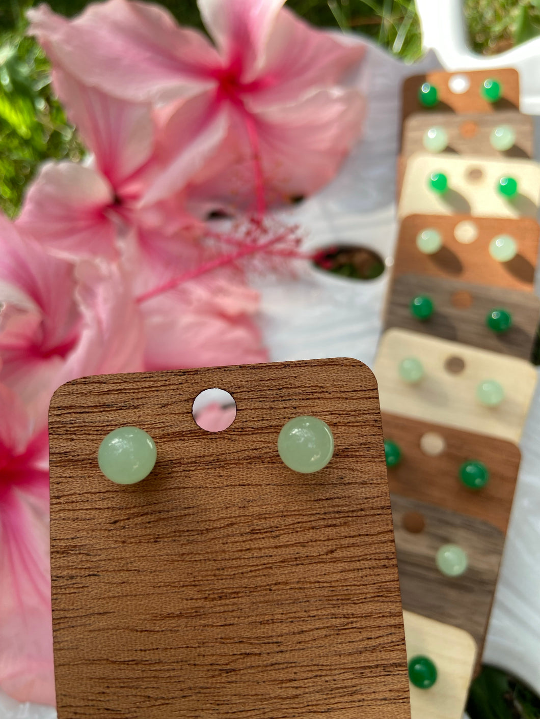 Green Jade Stud Earrings