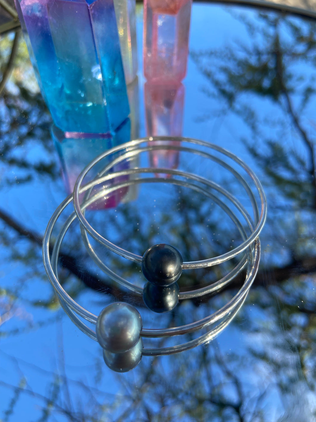 Tahitian Pearl Bangle Sterling Silver