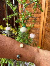 Load image into Gallery viewer, Tahitian Pearl with Pikake Cuff Bracelet